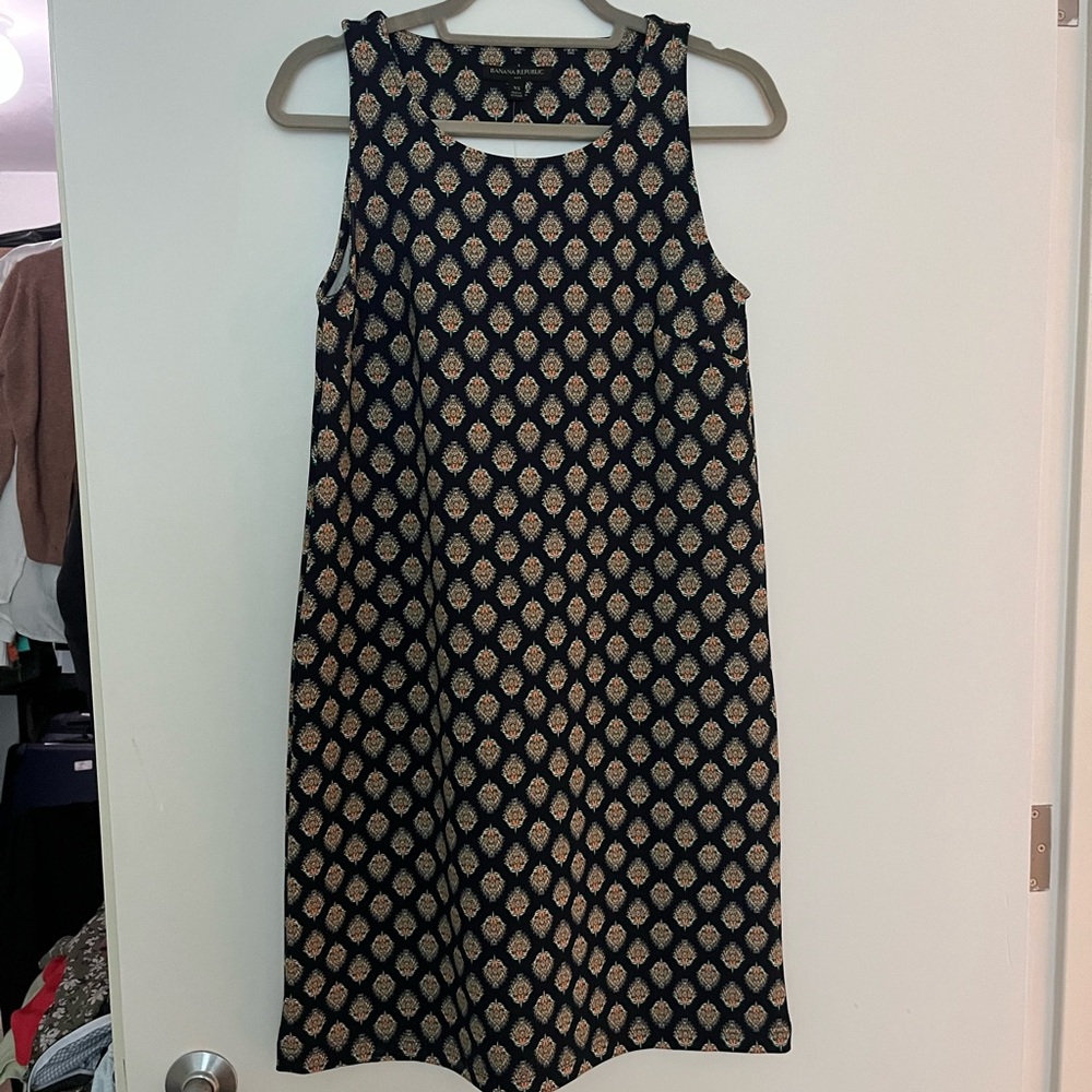 Banana Republic A-line Black and White Halter Dress